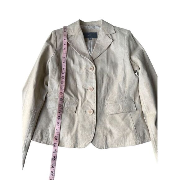 Apt. 9 Beige Metallic Suede Genuine Leather Blazer - Picture 11 of 11